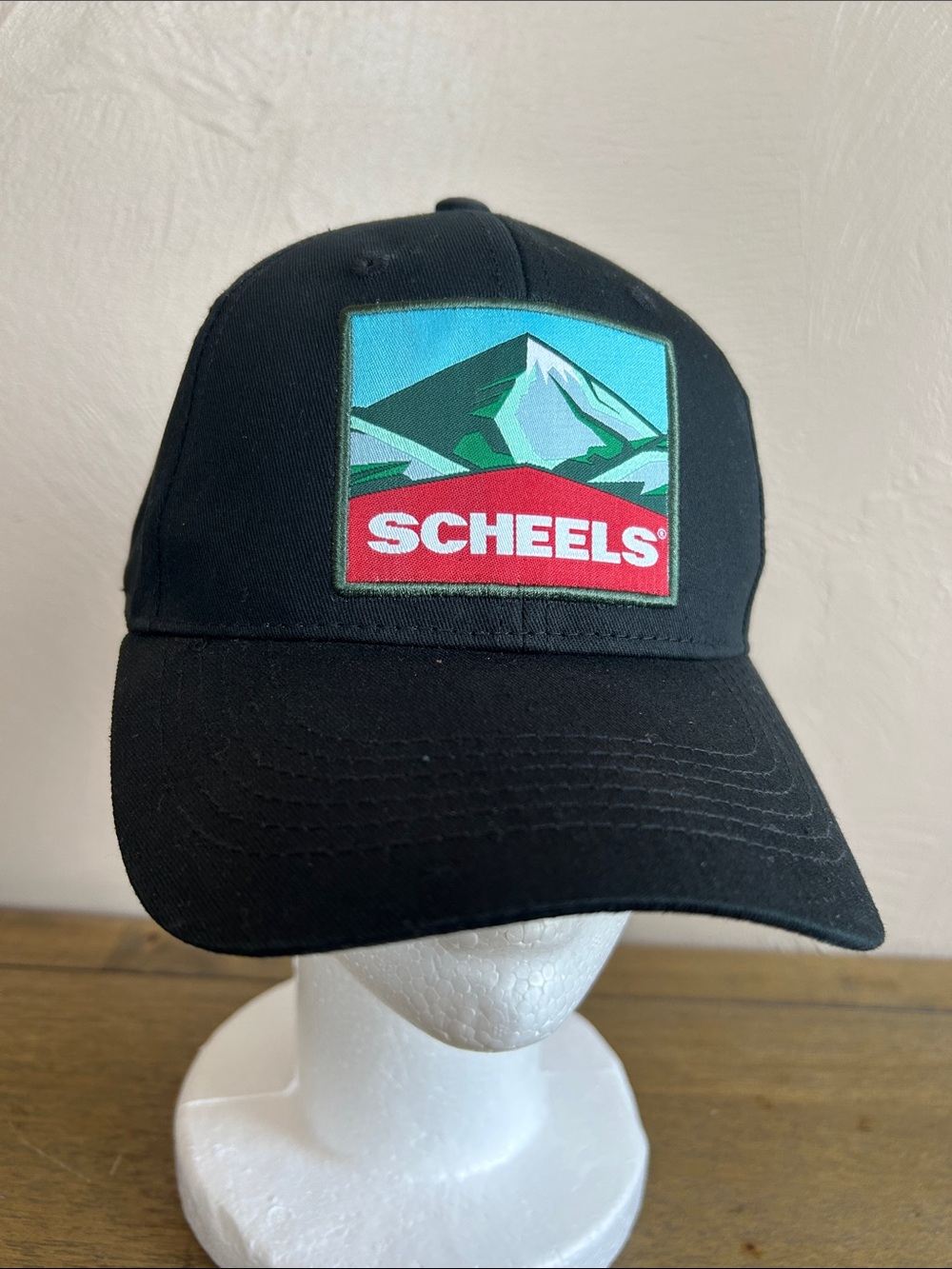 SCHEELS Colorado Brand- Black Logo-Mountain Patch Baseball Cap. New With Tag. OS